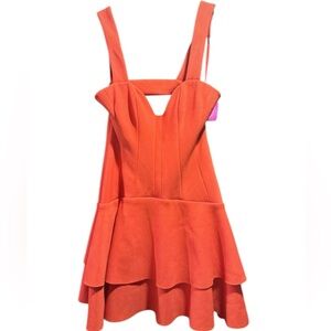 Vintage Orange Backless Tiered Mini Dress